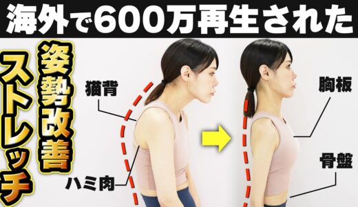 600万再生された姿勢改善ストレッチ✨毎日やると周りに羨ましがられる姿勢になります！